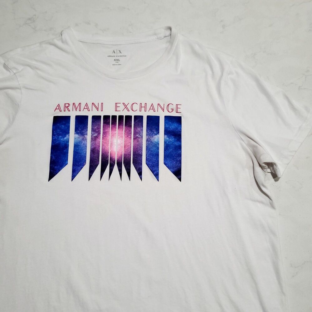 Armani Exchange Galaxy Graphic Slim Fit 2XL Designer T Shirt EUC